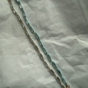 Set of 2 Silver and Blue Chain bracelets